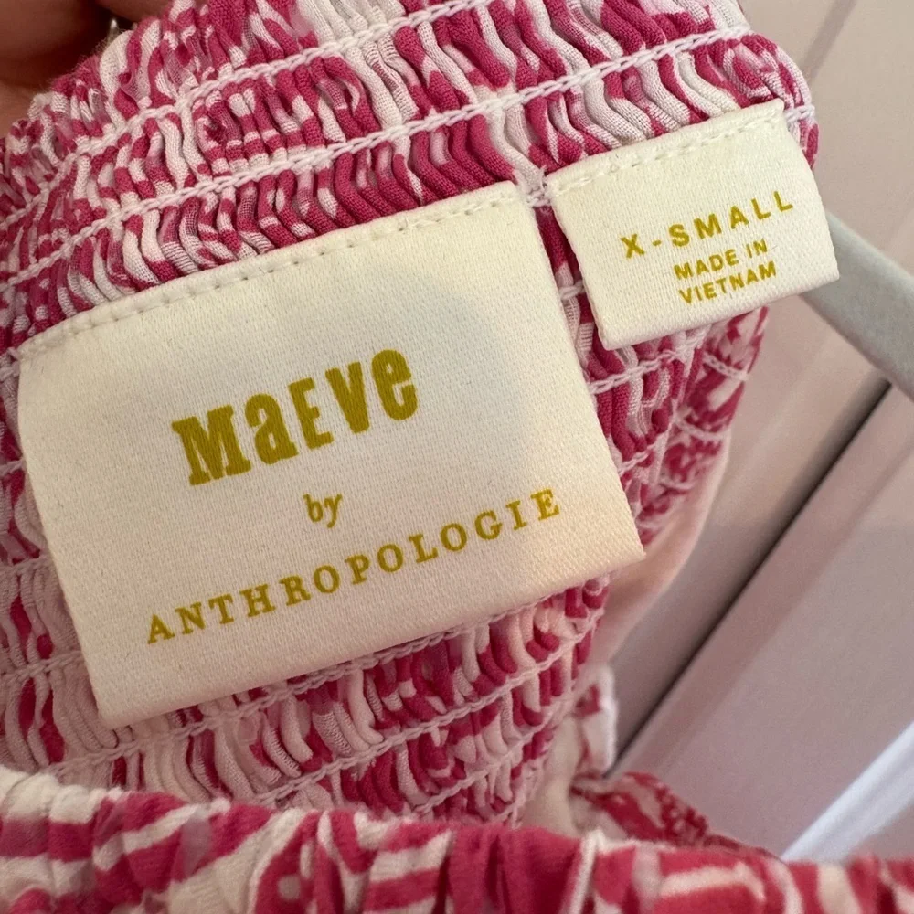 Anthropologie Pink and White Patterned Blouse